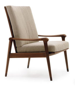 fauteuil contemporain / en tissu / en noyer / avec repose-pieds