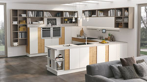 cuisine contemporaine / en bois / laquée / sans poignée