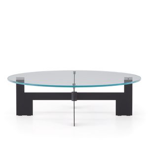 table basse contemporaine / en verre / en métal / avec piètement en métal