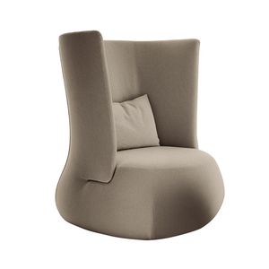 fauteuil contemporain / en tissu / en cuir / à dossier haut