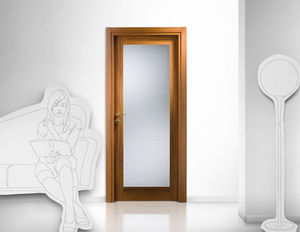 porte d'intérieure / battante / en bois / vitrée
