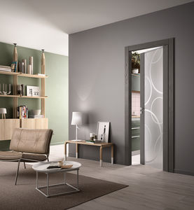 porte d'intérieure / battante / en bois / vitrée