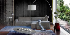 canapé d'angle / contemporain / en cuir / en tissu