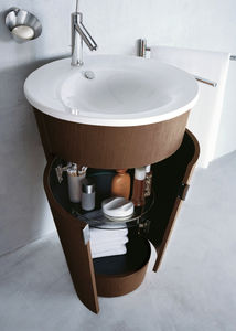 meuble vasque à poser / en bois / contemporain / avec étagère intégrée
