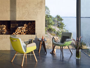 chaise contemporaine / en métal / en tissu / en cuir