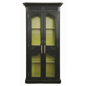 bibliothèque de style / en bois / vitrée