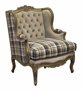 fauteuil de style Louis XV / en tissu / à oreilles / bergère