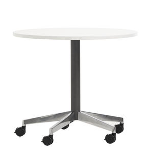 table bistrot contemporaine / en stratifié / en mélaminé / avec piètement en acier
