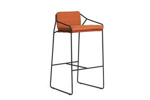 chaise de bar contemporaine / avec accoudoirs / luge / en acier inoxydable