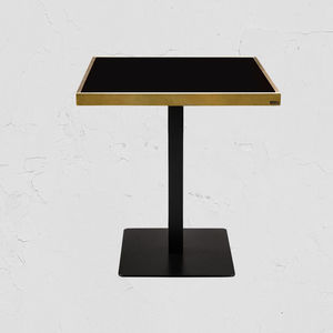 table à manger contemporaine / en verre / en acier inoxydable / en fer