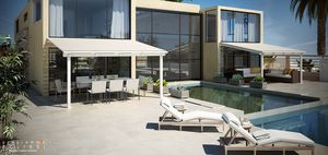 pergola adossée / en aluminium / à lames orientables / à lames brise soleil