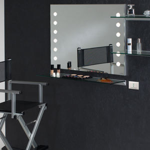 miroir mural / lumineux / avec étagère / contemporain