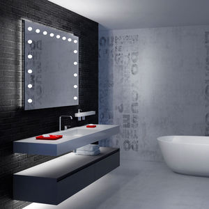 miroir de salle de bain mural / lumineux / contemporain / rectangulaire