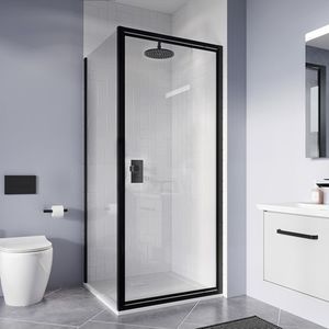 cabine de douche en verre / carrée / avec porte pivotante
