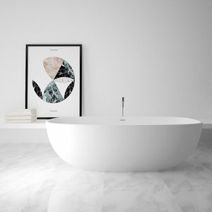 baignoire à poser / ovale / en Solid Surface / en résine acrylique