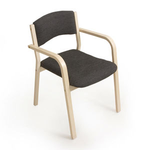 chaise contemporaine / empilable / avec accoudoirs / tapissée