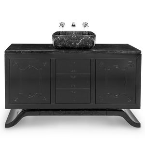 meuble vasque à poser / en bois laqué / en marbre / contemporain