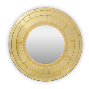 miroir de salle de bain mural / contemporain / rond / en laiton