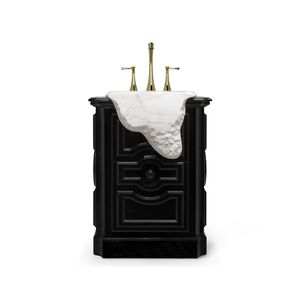 meuble vasque à poser / en bois laqué / contemporain / avec tiroirs