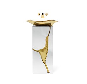 vasque sur pied / en bois / en laiton / design original