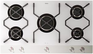 table de cuisson vitrocéramique / à gaz / en fonte / 5 foyers