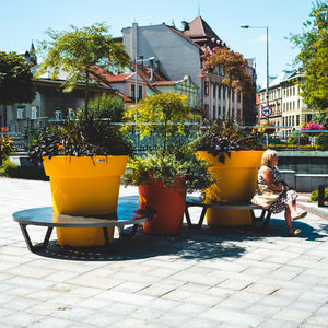 banc public avec jardinière intégrée
