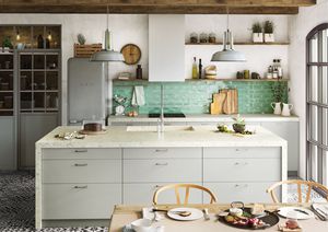 cuisine contemporaine / en bois / avec îlot / laquée