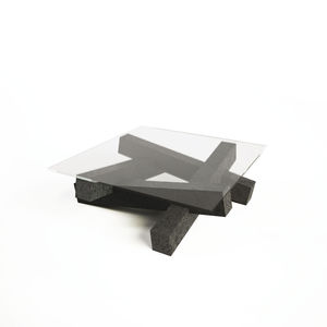 table basse contemporaine / en sapin / en cristal / carrée