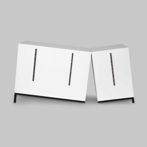 buffet design original / en MDF laqué / contract / blanc