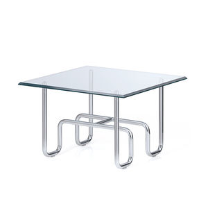 table basse contemporaine / en verre / en métal chromé / carrée