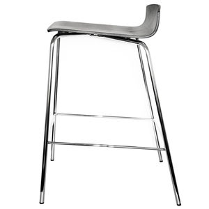 tabouret de bar contemporain / en métal chromé / en acier chromé / en bois laqué