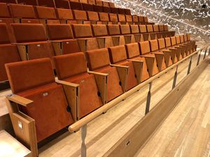 fauteuil d'auditorium contemporain / en tissu / contreplaqué / avec repose-tête