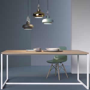 table à manger contemporaine / en chêne / en métal / rectangulaire