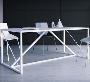 table à manger contemporaine / en acier à revêtement par poudre / rectangulaire / blanche