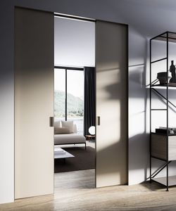 système à galandage pour porte coulissante en verre