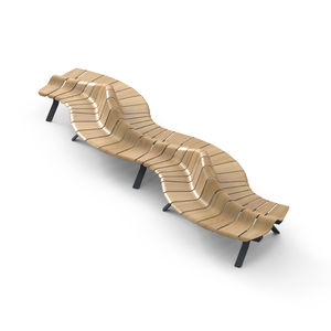 banc public / contemporain / bois / en acier