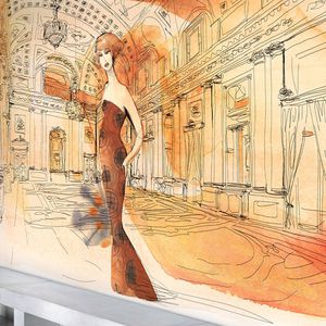 papier peint contemporain / en fibre de cellulose / en fibre naturelle / croquis