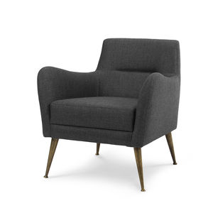 fauteuil contemporain / en tissu / en cuir / en laiton poli
