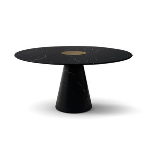 table à manger contemporaine / en chêne / en laiton poli / en marbre