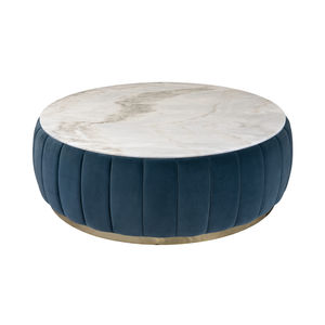 table basse contemporaine / en marbre / en tissu / avec piètement en laiton poli