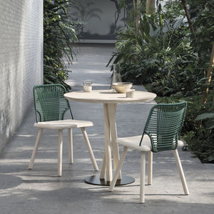 chaise contemporaine / en métal / en bois massif / en corde