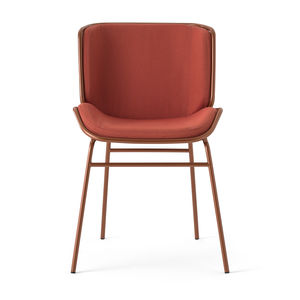 chaise de salle à manger contemporaine / tapissée / en velours / en cuir
