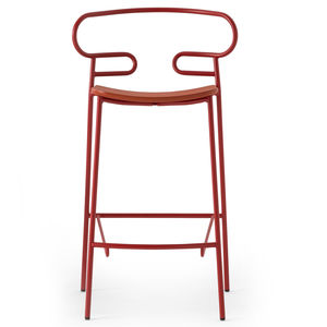 chaise de bar contemporaine / tapissée / en tissu / en bois