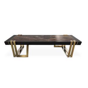 table contemporaine / en laiton poli / en marbre / avec piètement en laiton