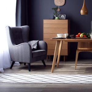 fauteuil classique / en tissu / à oreilles / gris