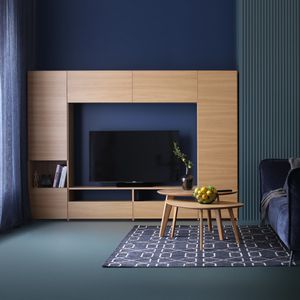 ensemble TV mural contemporain / en noyer / en chêne