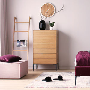 commode haute / contemporaine / en bois laqué / en chêne