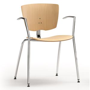 chaise visiteur contemporaine / avec accoudoirs / tapissée / empilable