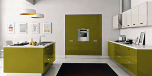cuisine contemporaine / en bois / en aluminium / avec îlot