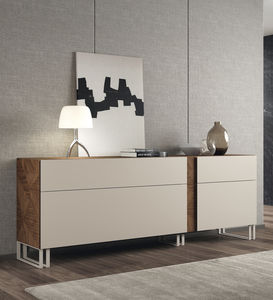 buffet contemporain / en noyer / en MDF laqué / en plaqué bois